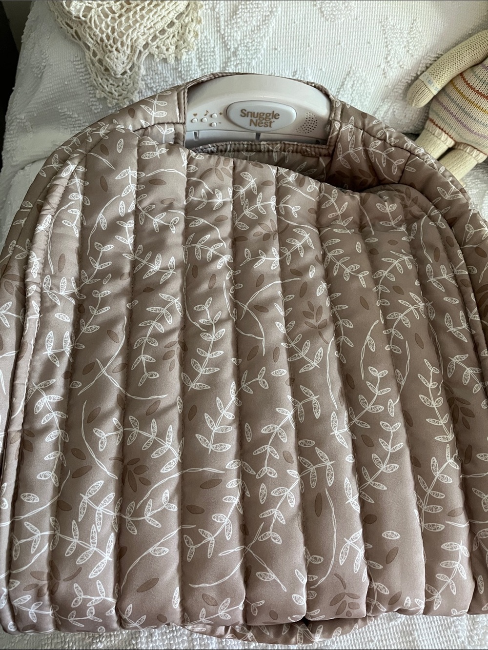 Snuggle Nest Infant Lounger - Taupe Leaf Print